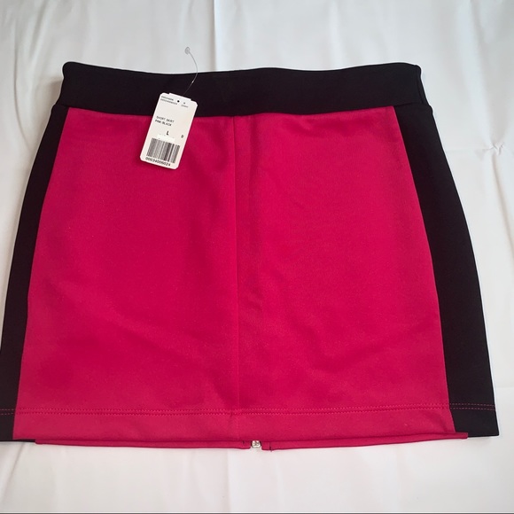 Pink & Black Full Front Zip Mini Skirt NWT - Picture 4 of 9